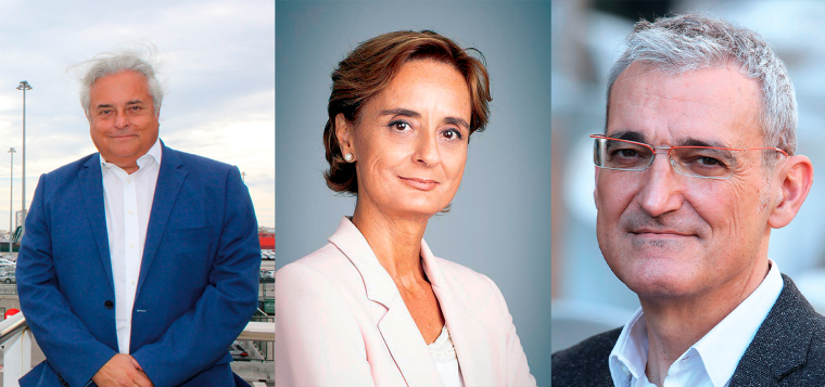 Enric Ticó, presidente de FETEIA; Nuria Lacaci, secretaria general ACE y Jordi Espín, secretario general Transprime