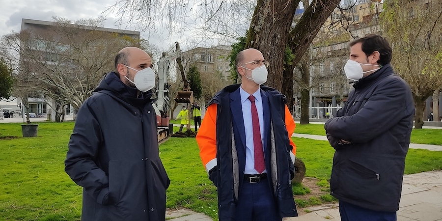 La AP de Vigo planta cinco nuevos camelios en los jardines de Las Avenidas