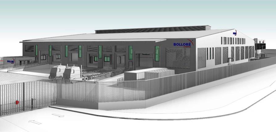 Recreación de la nueva base logística de Bolloré en el aeropuerto de Abidjan.