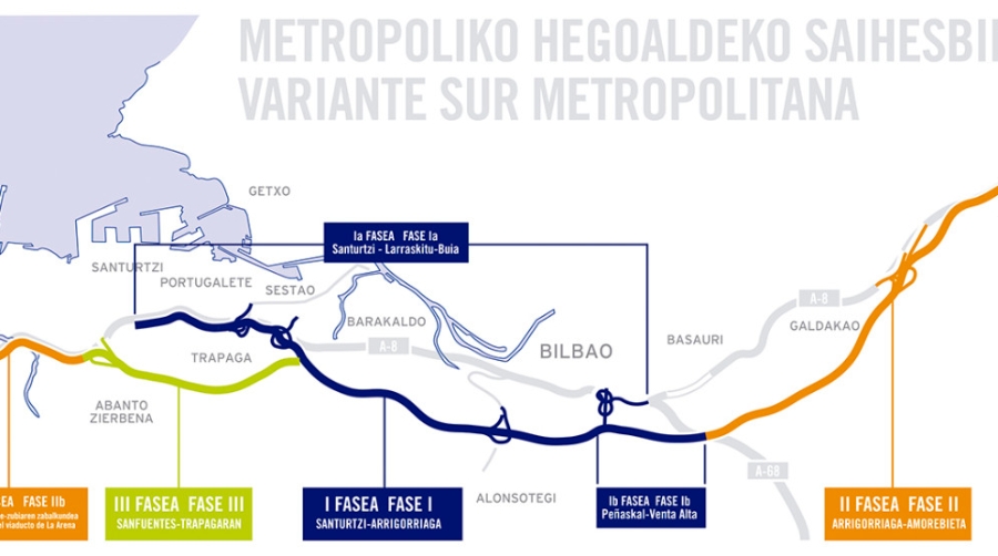El nuevo viaducto que conecta la Variante Sur Metropolitana con la AP-68 corresponde a las obras que se ejecutan en la Fase II de esta infraestructura viaria.