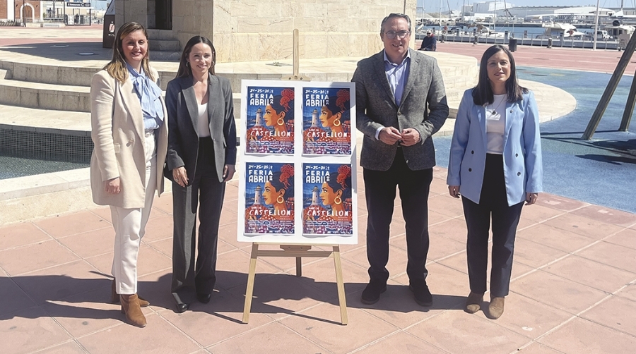 La concejala de Turismo del Ayuntamiento de Castellón, Arantxa Miralles; Silvia Carrillo, representante del festival “Mar Flamenc” empresa organizadora del evento; Rubén Ibáñez, presidente de la Autoridad Portuaria de Castellón, y Ester Giner, teniente alcalde del Grao.