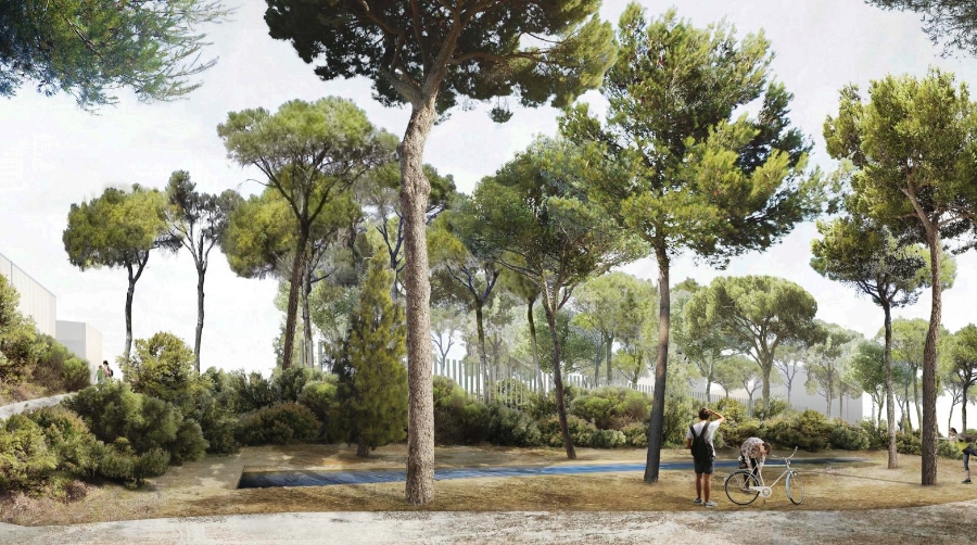 Recreación de la conexión del corredor verde con el área de servicios y las zonas verdes de la ZAL Puerto de Valencia.