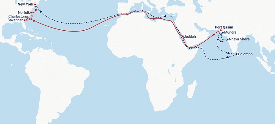 Rotación del servicio INDAMEX atravesando el Mar Rojo y el Canal de Suez a partir de enero.
