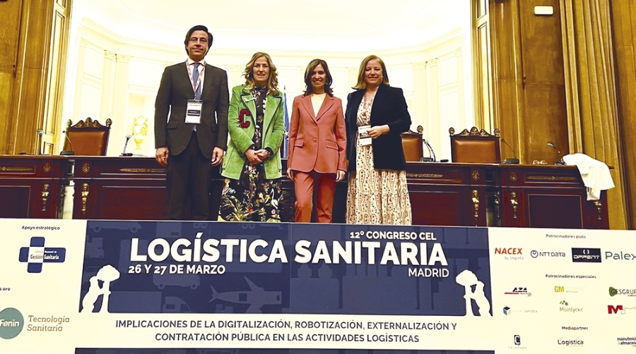 Ramón García, director del CEL; Isabel Muñoz, directora general del Instituto Nacional de Gestión Sanitaria (INGESA); Ana González, presidenta del Centro Español de Logística y María Ramírez, presidenta de CEL Salud.