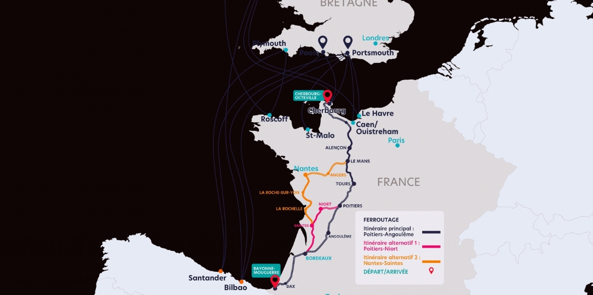 Inauguración de la autopista ferroviaria Cherburgo-Mouguerre de Brittany Ferries