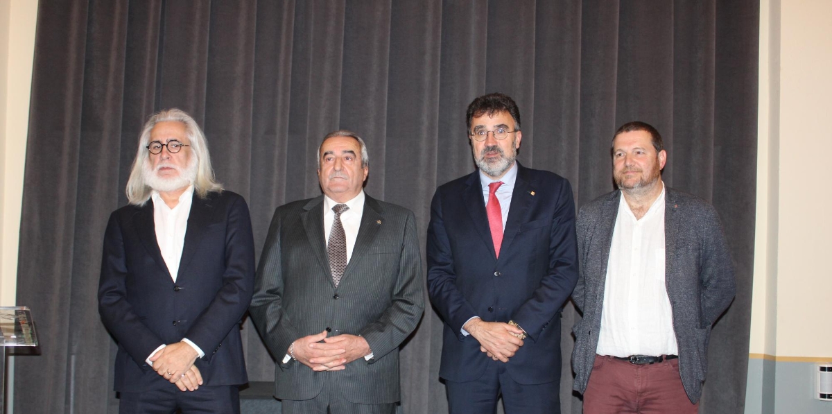 Joan Jaume Oms, secretario general del Departament de Territori; Emili Sanz, presidente de ATEIA-OLTRA Barcelona; Lluís Salvadó, presidente de Port de Barcelona; Marc Sanglas, secretario de movilidad e Infraestructuras del Departament de Territori