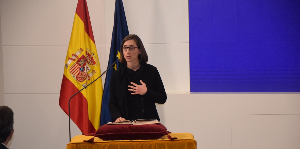 Roser Obrer, directora general de Transporte por Carretera, en el momento de la jura de su cargo. Fotos B.C.