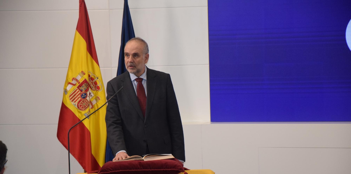 Carlos María Juárez, director general del Sector Ferroviario, en el momento de la jura de su cargo.