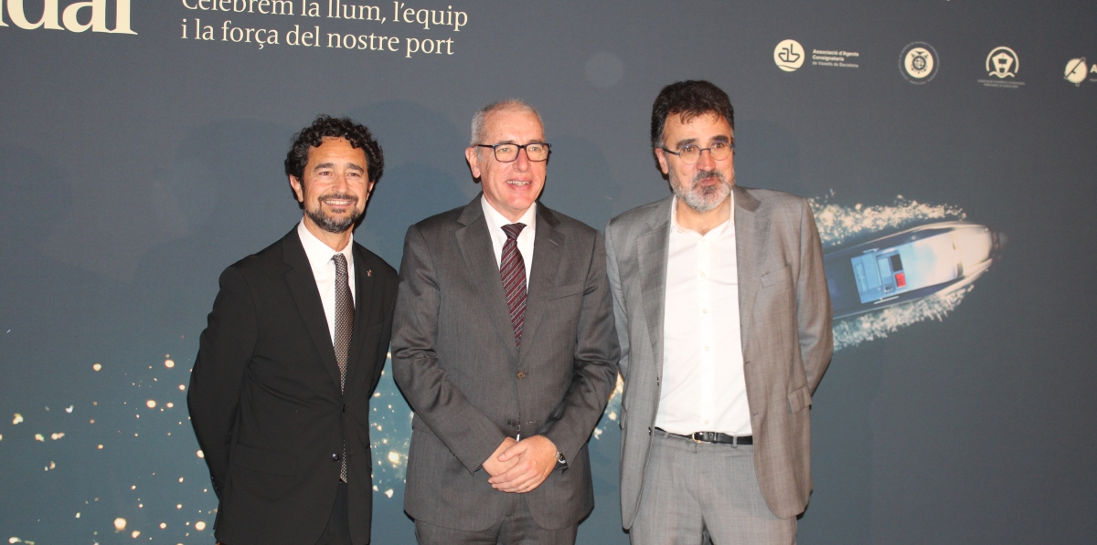 Damià Calvet, expresidente de Port de Barcelona; José Alberto Carbonell, presidente de Port de Barcelona; y Lluís Salvadó, expresidente de Port de Barcelona.