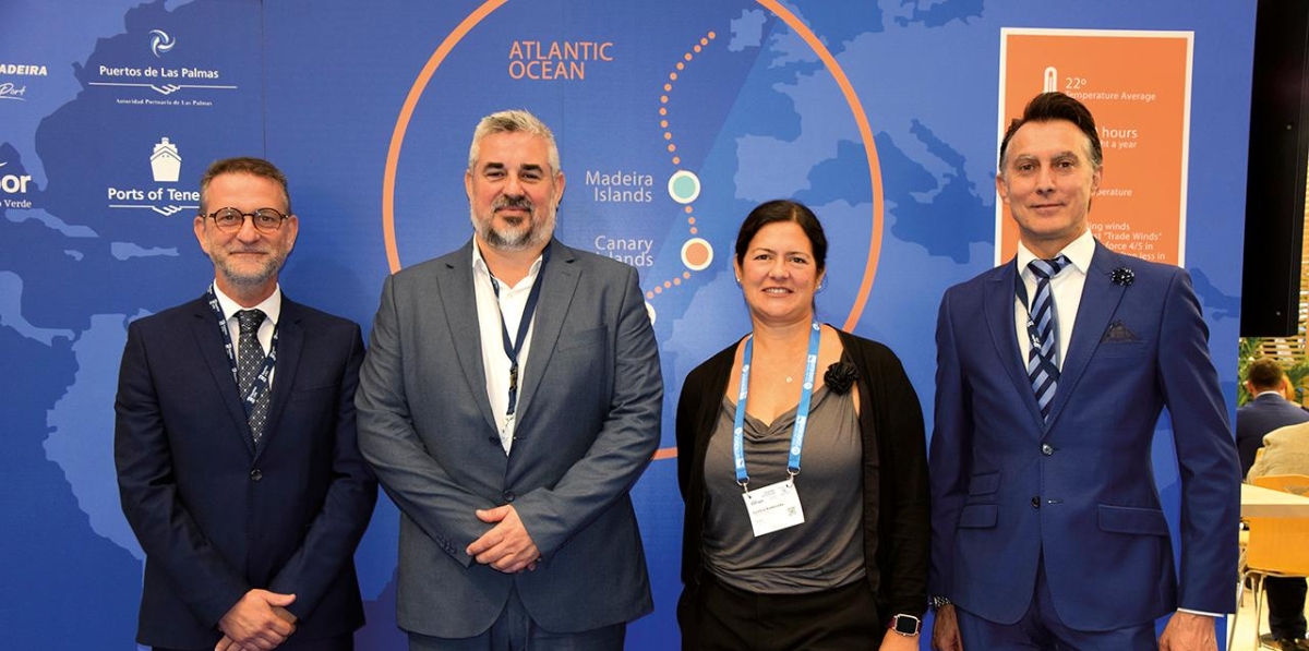 Antonio Moreno, Guillermo de Ponte, Cynthia Raskovosky y Eugenio Gómez, de Transcoma Cruises y Hamilton y Cía. Foto B.C.