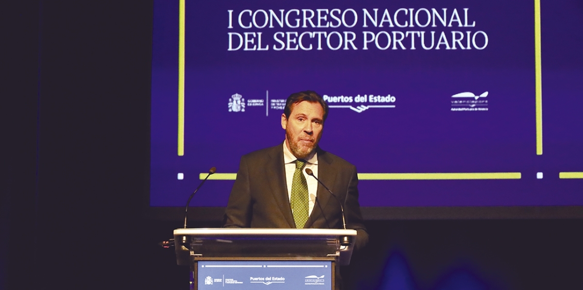 Óscar Puente, ministro de Transportes y Movilidad Sostenible, durante su intervención. Foto R. T.