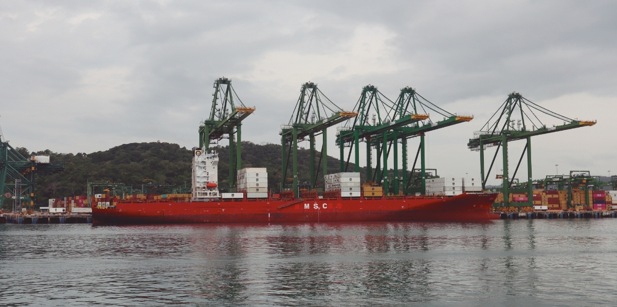 El “MSC Accra” en la terminal de PSA International, en el Pacífico. Foto J.P.
