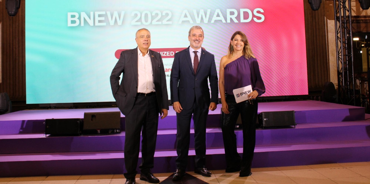 Pere Navarro, delegado especial del Estado en el CZFB; Jaume Collboni, primer teniente de alcalde del Ayuntamiento de Barcelona, y Blanca Sorigué, directora general del CZFB. Foto A.T.