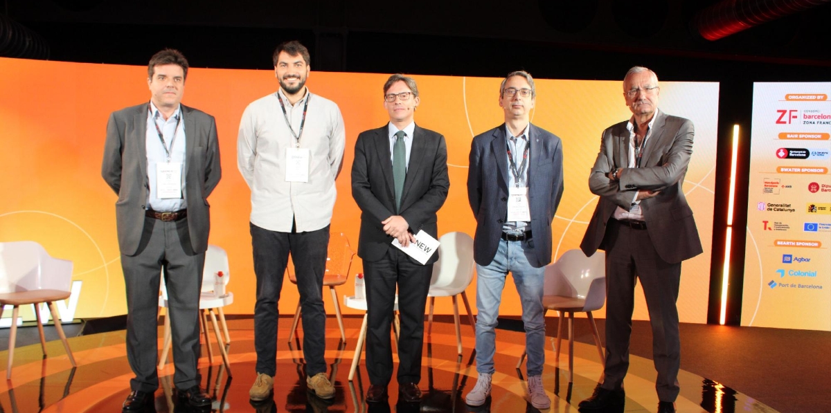 lbert Cot, Corporate Venture Manager en Comsa Corporación; Javier Garrido, Transport Resarcher en CENIT; Sergi Saurí, director Centre Innovació del Transport (CENIT); Carles Rúa, Chief Innovation Officer del Port de Barcelona, y José Llorca, jefe de innovación de Puertos del Estado. Foto A.T.