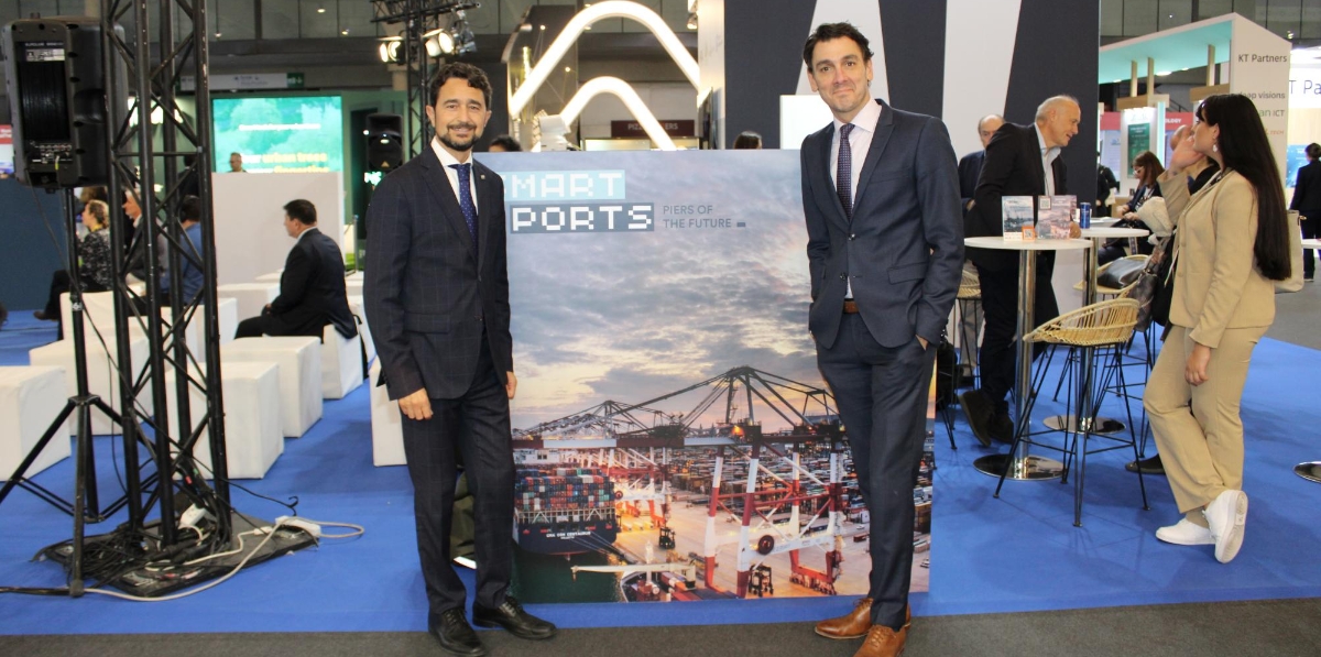 Damià Calvet, presidente del Port de Barcelona, y Martin Imbleau, presidente y consejero delegado del Puerto de Montreal. Foto A.Tejera.