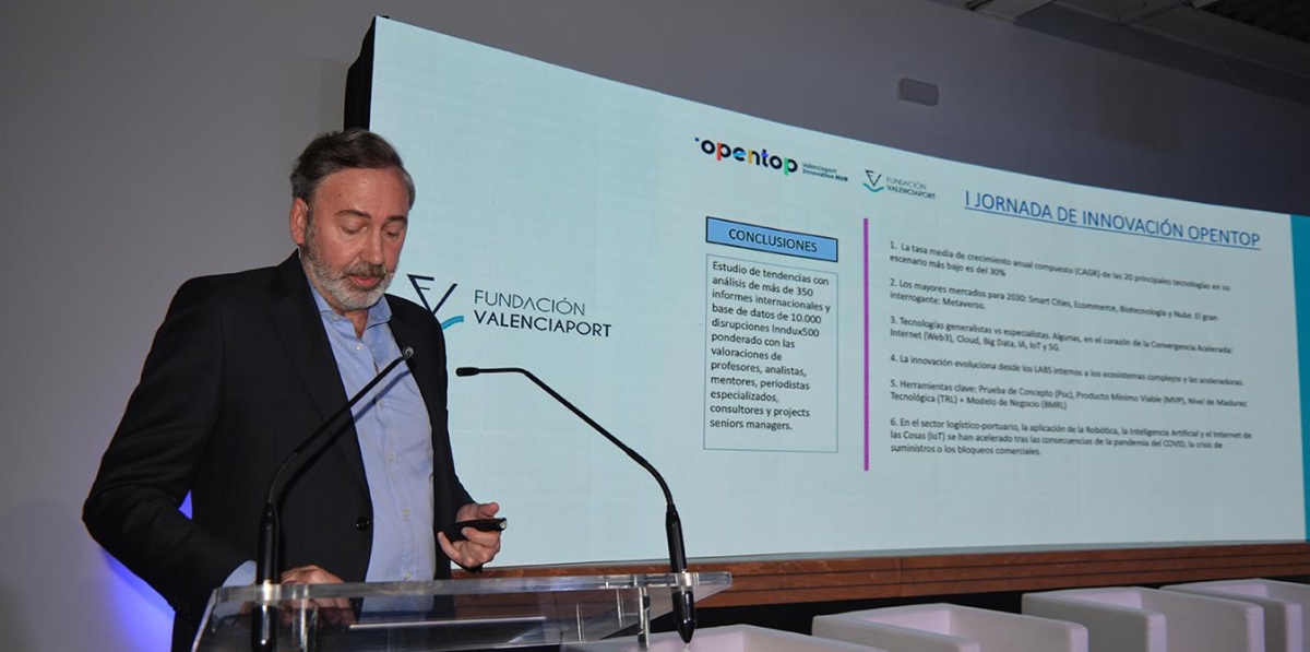 Francisco Bree, CEO de Inndux, durante la presentación de las conclusiones del informe elaborado de manera conjunta con la Fundación Valenciaport. Foto: Raúl Tárrega.