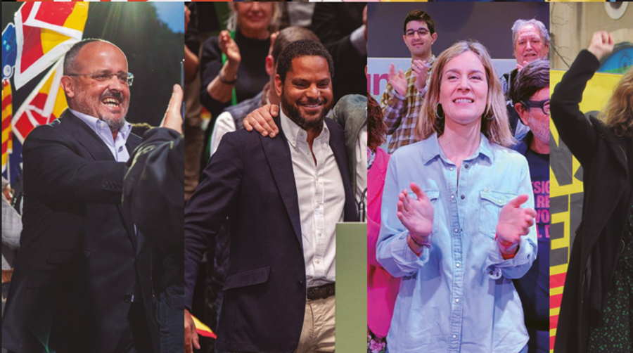 Alejandro Fernández, PP; Ignacio Garriga, Vox; Jéssica Albiach, Comuns; Laia Estrada, CUP; y Carlos Carrizosa, Ciudadanos.