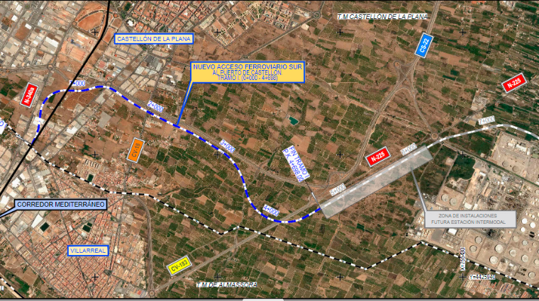 Plano de situación del acceso sur al Puerto de Castellón.