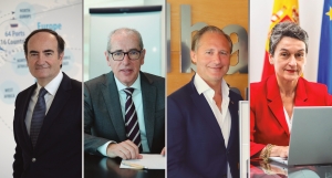 De izquierda a derecha: Gerardo Landaluce, presidente de la AP Bahía de Algeciras, José Alberto Carbonell, presidente de la AP de Barcelona, Iván Jiménez, presidente de la AP de Bilbao y Mar Chao, presidenta de la AP de Valencia.