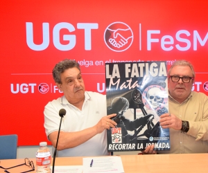 Antonio Oviedo, secretario general de FeSMC-UGT, y Diego Buenestado, secretario federal del Sector Carreteras, Urbanos y Logística de FeSMC-UGT. Foto M.C.