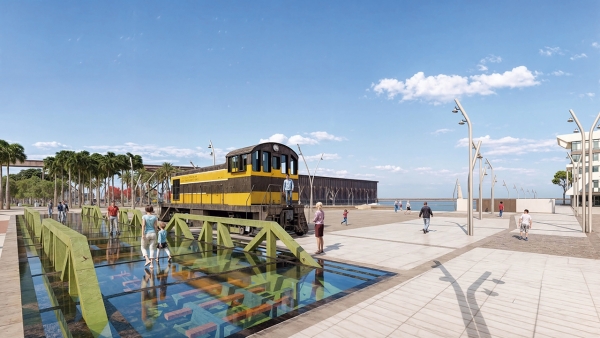 $!Una de las actuaciones puerto y ciudad que impulsa el Puerto de Almería es el puente peatonal al final de la Rambla.