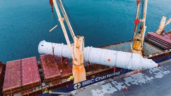 $!Operativa de embarque para el proyecto QAFCO 7 de Catar en el buque “BBC Pearl” de BBC Chartering con el apoyo de Aguado y SLP.