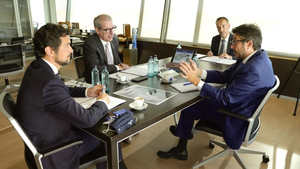 $!Damià Calvet, presidente del Port de Barcelona; Jose Alberto Carbonell, director; Joan Pere Gómez, jefe del gabinete de Presidencia y Relaciones Institucionales; y Álvaro Rodríguez Dapena, presidente de Puertos del Estado.