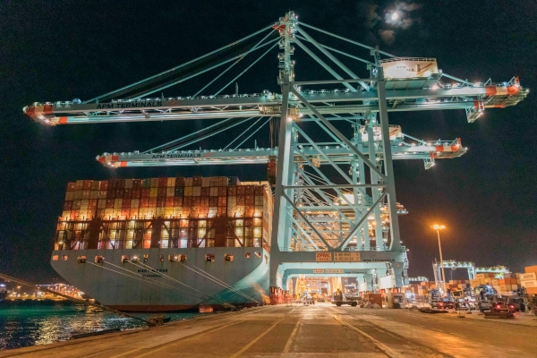 $!El “Mary Maersk” en la terminal de APM Algeciras.