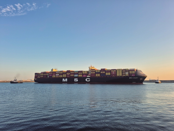 $!El “MSC Ruby” ha atracado a las 7.00 horas en la terminal de contenedores de CSP Iberian Bilbao Terminal.