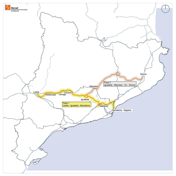 $!El estudio definirá con detalle el trazado de la primera fase del nuevo eje ferroviario: Lleida – Igualada – Martorell – Vallès y acceso norte a Barcelona-Sagrera.
