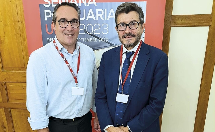 El presidente de la Autoridad Portuaria de Castellón, Rubén Ibáñez, con el presidente de Puertos del Estado, Álvaro Rodríguez. Foto J.P.