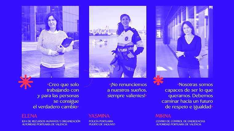 Elena Oliver, Yasmina Pons y Mirna Baldoví son tres de las mujeres que protagonizan la exposición “8M Trabajando por la Igualdad” que organiza Valenciaport.