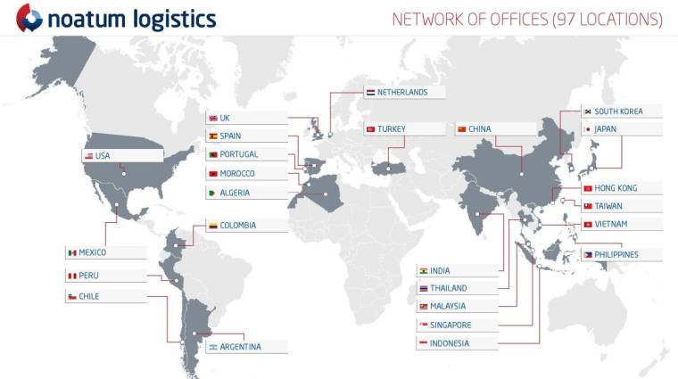 Noatum Logistics refuerza su actividad en Asia con 35 oficinas propias.