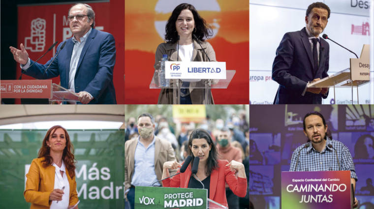 Los seis candidatos a la presidencia de la Comunidad de Madrid presentan sus programas electorales.