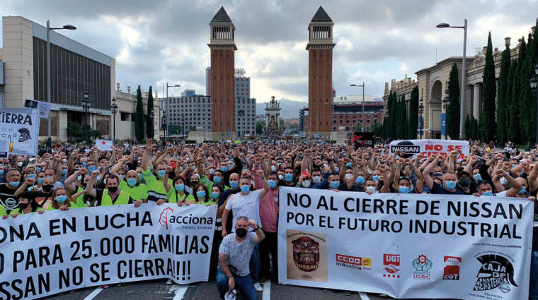 Manifestaci&oacute;n de trabajadores de Nissan en Barcelona, el pasado 11 de junio.