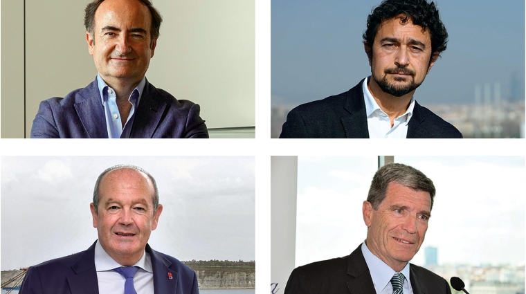 De arriba a abajo y de izquierda a derecha: Gerardo Landaluce, presidente de la AP Bahía de Algeciras; Damià Calvet, presidente de la AP de Barcelona; Ricardo Barkala, presidente de la AP de Bilbao; y Aurelio Martínez, presidente de la AP de Valencia.