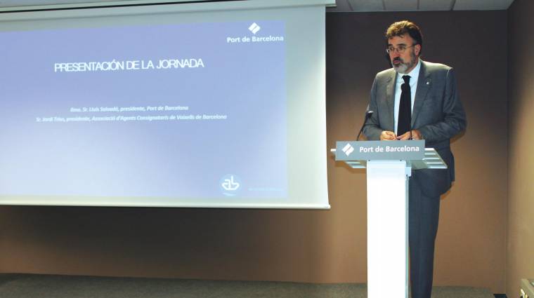 Lluís Salvadó, presidente del Port de Barcelona, apostó por la colaboración de la comunidad portuaria para hacer frente a la transformación digital. Foto M.V.