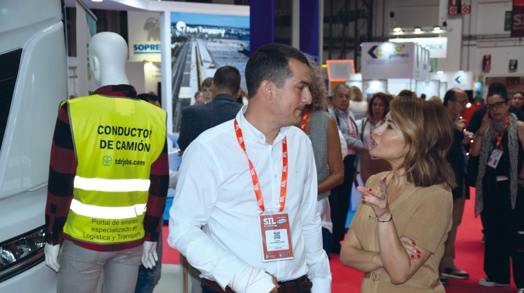 La ministra Raquel Sánchez, ayer en el stand de TDR Jobs en el SIL.