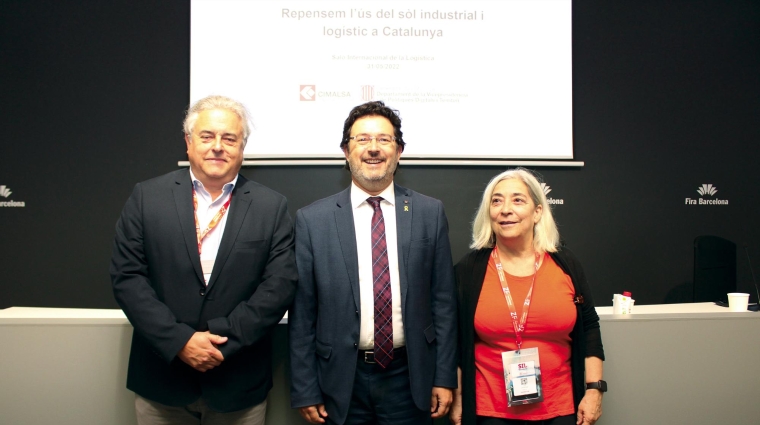 Enric Ticó, presidente de Cimalsa; Isidre Gavin, secretario de Territorio y Mobilidad de la Generalitat de Catalunya; y Fina Jarque, directora corporativa de Cimalsa.Foto A.Tejera.