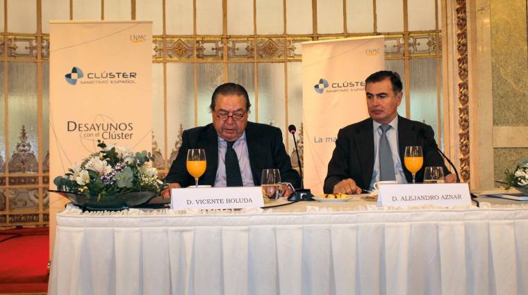 Vicente Boluda, presidente de ANAVE; y Alejandro Aznar, Presidente del Clúster Marítimo Español. Foto B.C.
