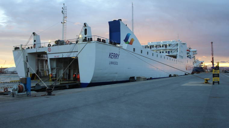 El buque &quot;Kerry&quot; inaugur&oacute; el servicio Rosslare-Bilbao el 1 de marzo de 2020. Foto J.P.