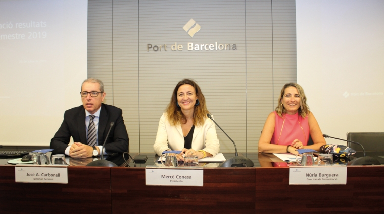 Jos&eacute; Alberto Carbonell, director general del Puerto de Barcelona; Merc&egrave; Conesa, presidenta, y N&uacute;ria Burguera, directora de Comunicaci&oacute;n y Relaciones Institucionales. Foto Alba Tejera.