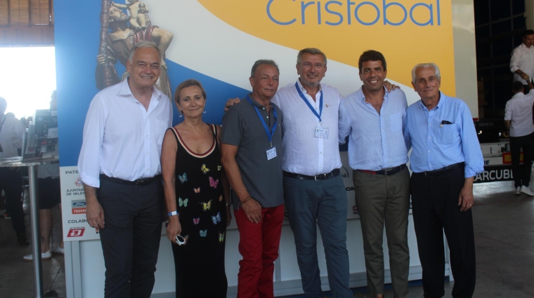 Esteban González Pons, eurodiputado; Eva Blasco, presidenta de CEV Valencia; Salvador Navarro, presidente de CEV, Carlos Prades, presidente de FVET, Carlos Mazón, presidente de la Diputación de Alicante y Francisco Corell, ex presidente de FVET. Foto: J.C.P.