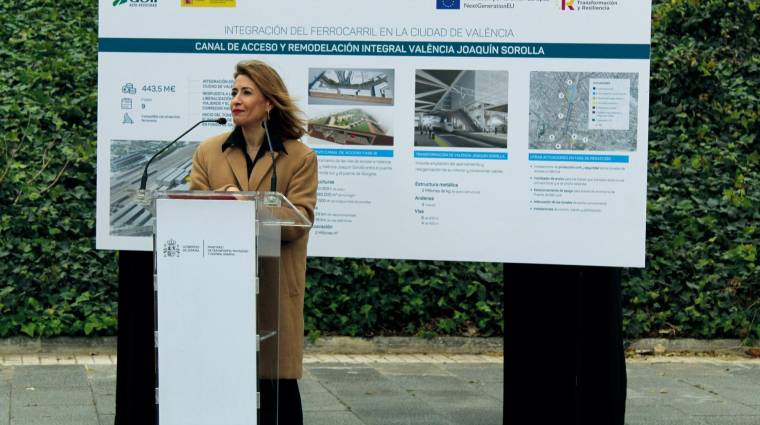Raquel Sánchez, ministra de Transportes, Movilidad y Agenda Urbana, durante la presentación del proyecto. Foto: Arturo García.