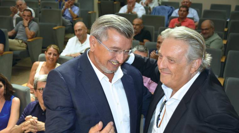 Carlos Prades y Juan Ortega, tras la Asamblea Electoral del pasado martes. Foto: Raúl Tárrega.
