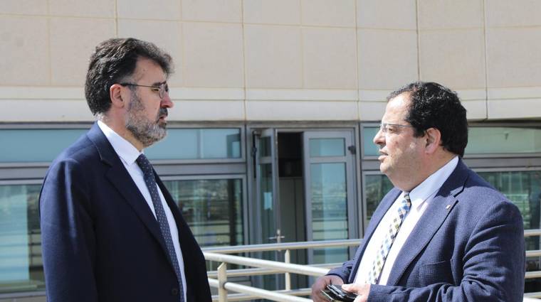 Lluís Salvadó, presidente de Port de Barcelona y Joan Ignasi Elena, consejero de interior de la Generalitat. Foto: Juan Porta.