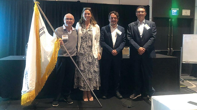 Vicente Pallardó, Responsable de la Cátedra Valenciaport; Elvira Haezendonck, Presidenta de la Asociación Internacional de Economistas Marítimos (IAME); Antonio Torregrosa, director general de la Fundación Valenciaport y Manuel J. García, Business Intelligence Manager de la APV.