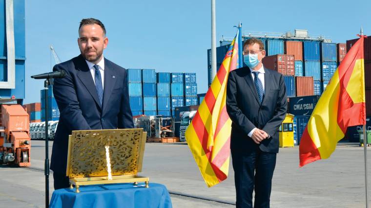 Rafa Simó y Ximo Puig, el día de la toma de posesión de Simó como presidente de la Autoridad Portuaria de Castellón. Foto: Raúl Tárrega.