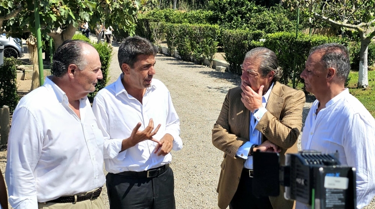 José Vicente Morata, presidente de Cámara Valencia; Carlos Mazón, presidente de la Generalitat Valenciana; Vicente Boluda, presidente de AVE; y Salvador Navarro, presidente de la CEV.