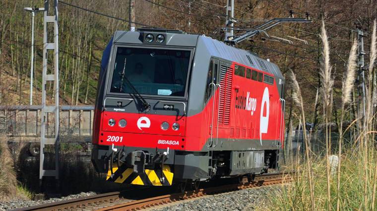 Locomotora de Euskotren Kargo, la división de mercancías del operador ferroviaria vasco Euskotren.